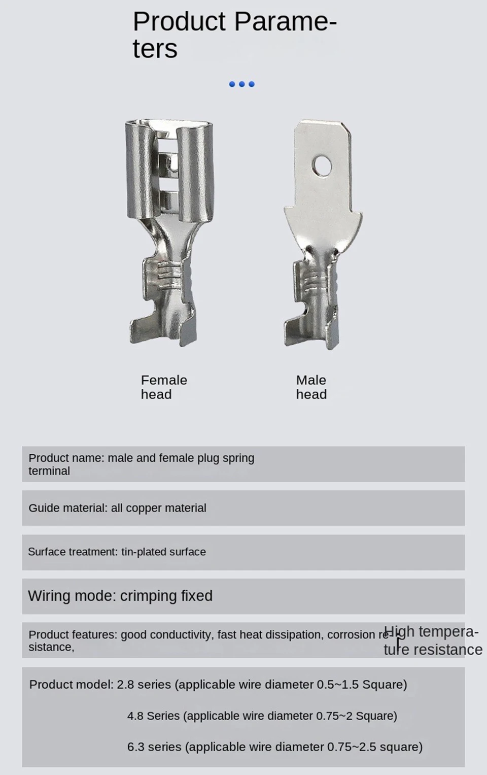 2,8 4,8 6,3mm Stecker und Buchsen-Steckverbinder mit Federklemmen und Transparenter Hülle für Elektrische Kabelverbindungen – Detail 4
