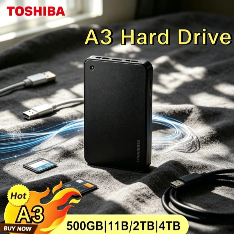 

2pcs Original Toshiba A3 Portable External Hard Drive USB3.0 Large Capacity HDD For Mac Windows Laptop Mobile PC Data Backup
