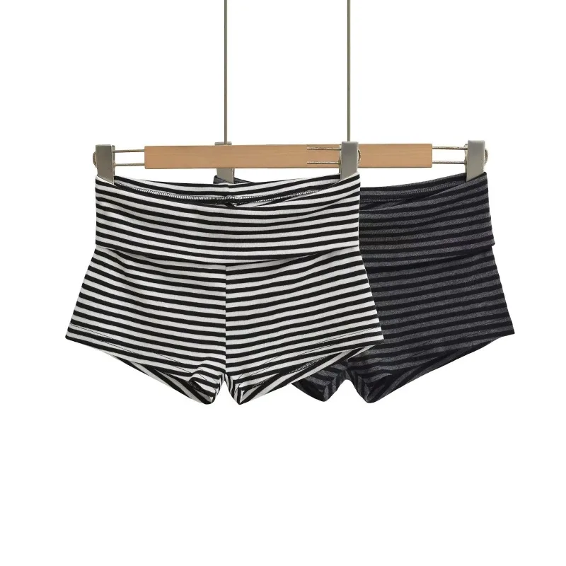 American Hot Girl Striped Flanging Waist Hip Shorts Summer Comfort Outdoor Sports Hot Pants