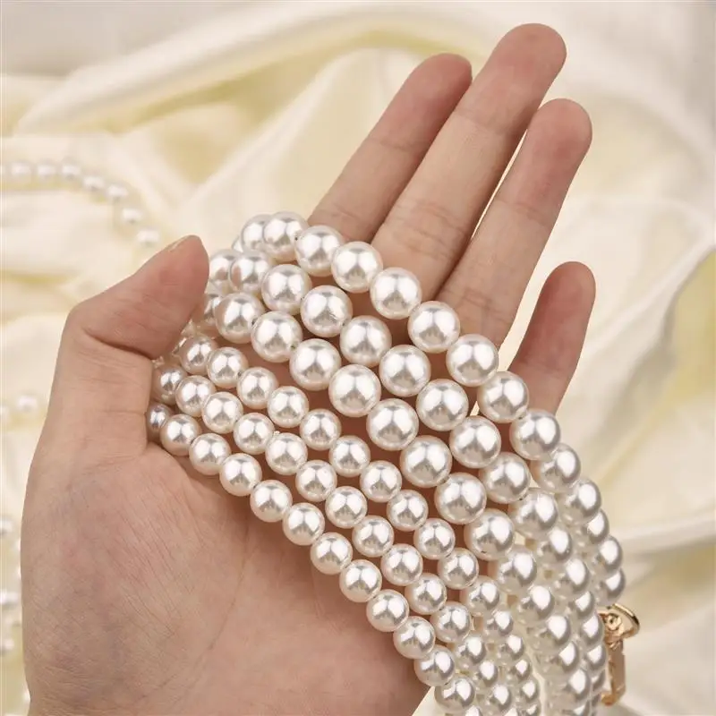 30-120cm Pearl Strap For Bags Handbag Handles DIY Purse Replacement Long Beaded Chain For Shoulder Bag Straps Pearl Belt