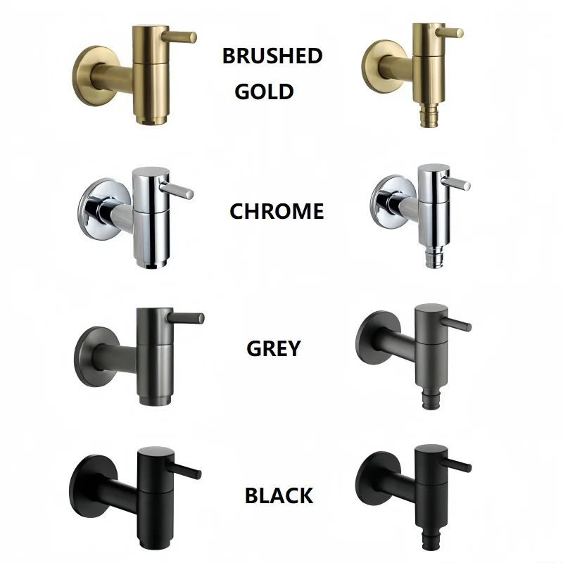 Brushed Gold Brass Wall Mounted Bathroom Corner Washing Machine Faucet Outdoor Garden Bibcock Bath Toilet Mop Pool Taps