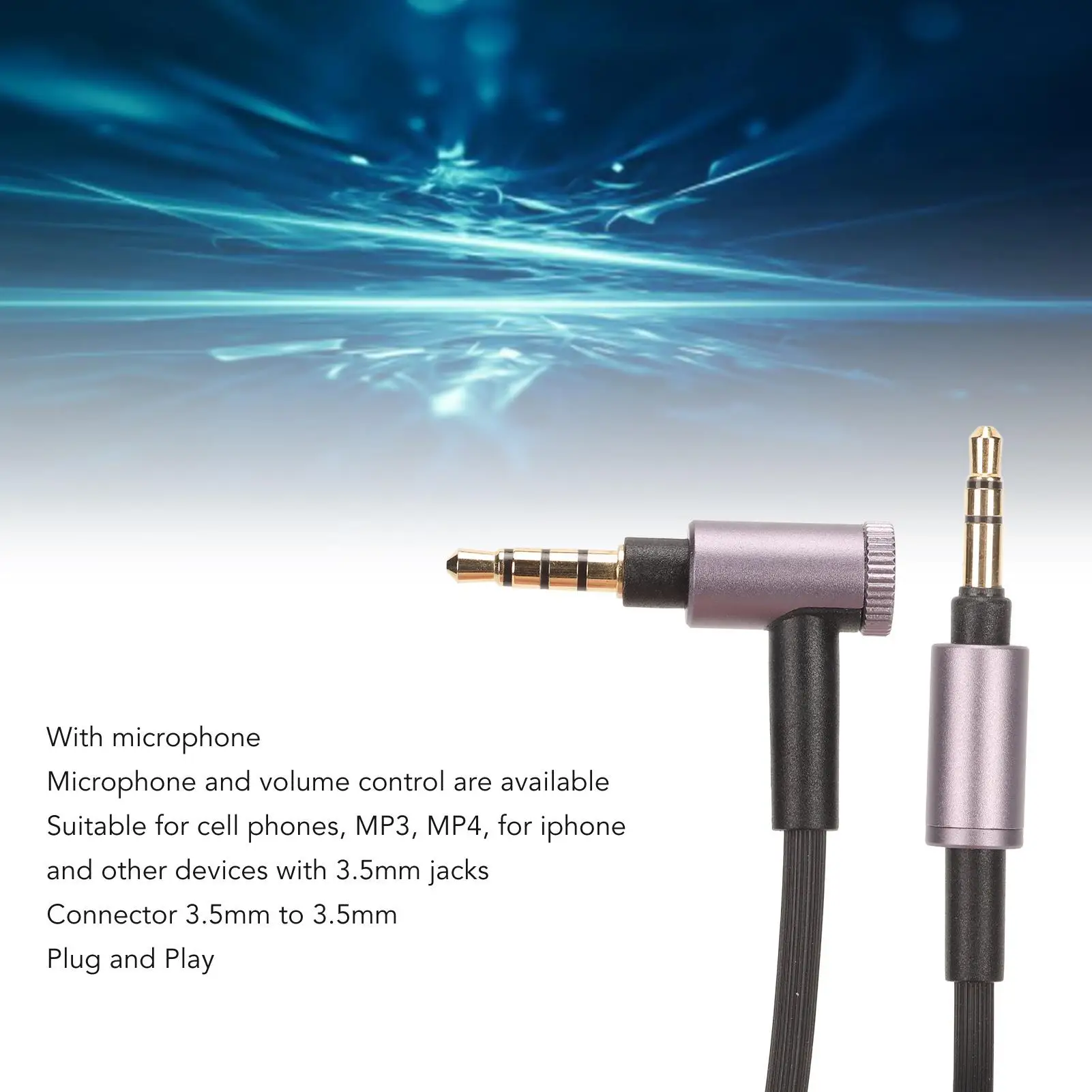 Upgrade for aux Cable for Sony for wh -1000XM4/XM3/XM2, for mdr -1A/100ABN, MSR7, 1RMK2 - 4.9ft High-Quality Sound Cord