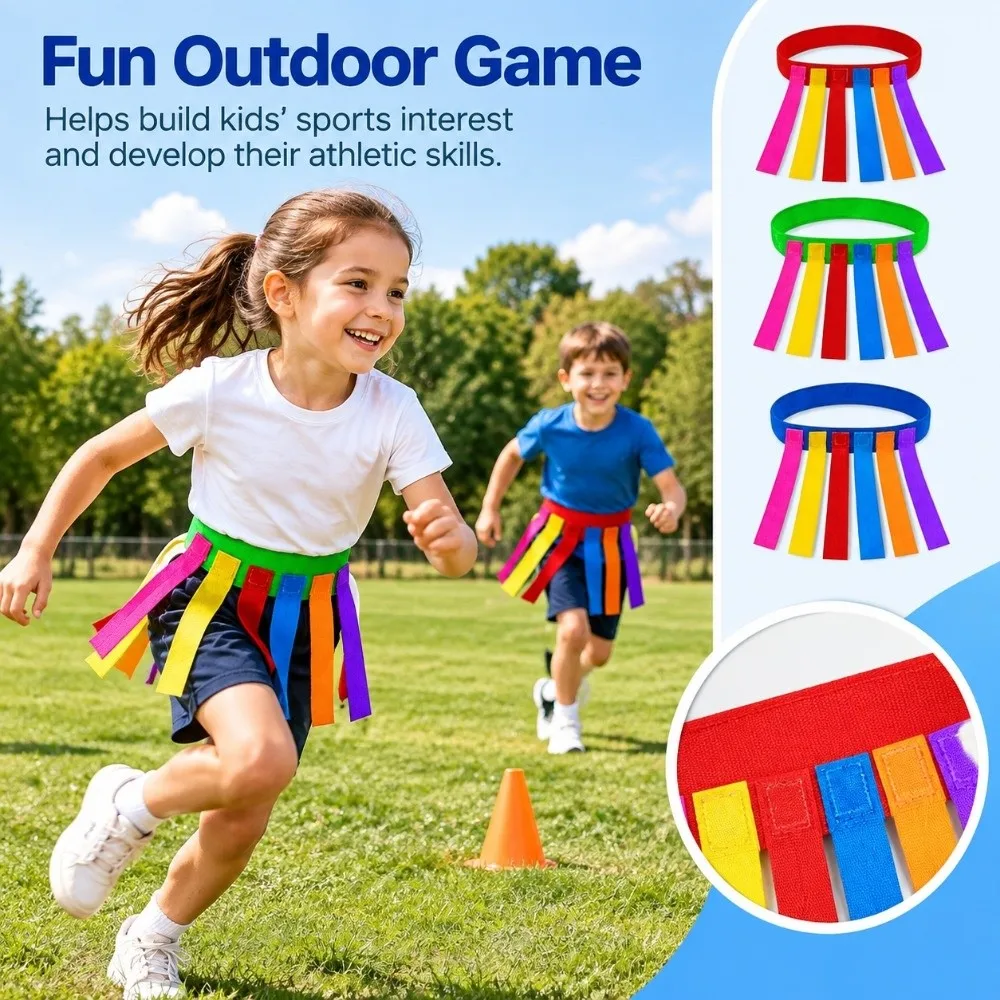 Multicolors Skill Training Catch Tail Props with 6pcs tails Parent-child Teamwork Game Outdoor Funny Game Toy Belt Fashion