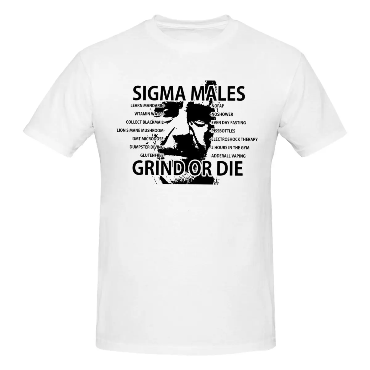 Men Sigma Male Gigachad Grind Or Die T Shirt Vintage O-neck Cotton Shirt Men