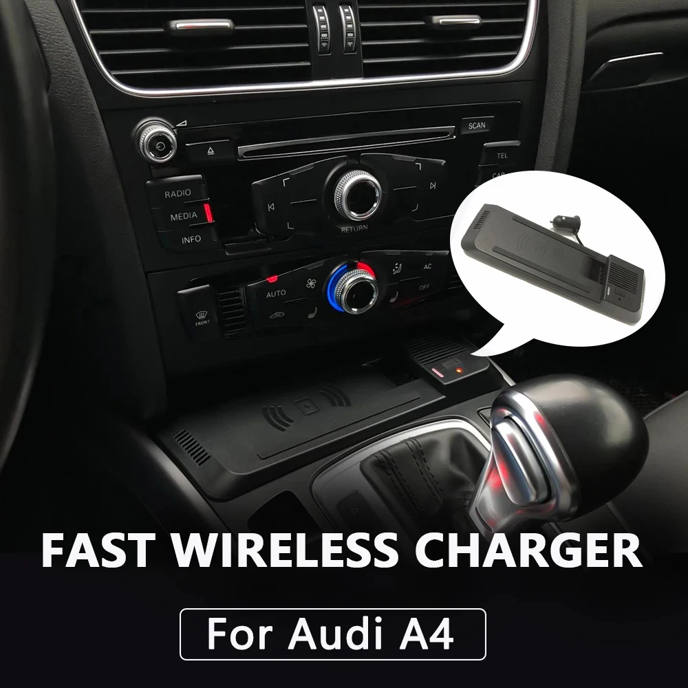 

wireless charging pad for Audi A4 B8 B9 A4 Allroad A5 S5 RS5 Q5 SQ5 Fast phone charger mobile holder usb Center console