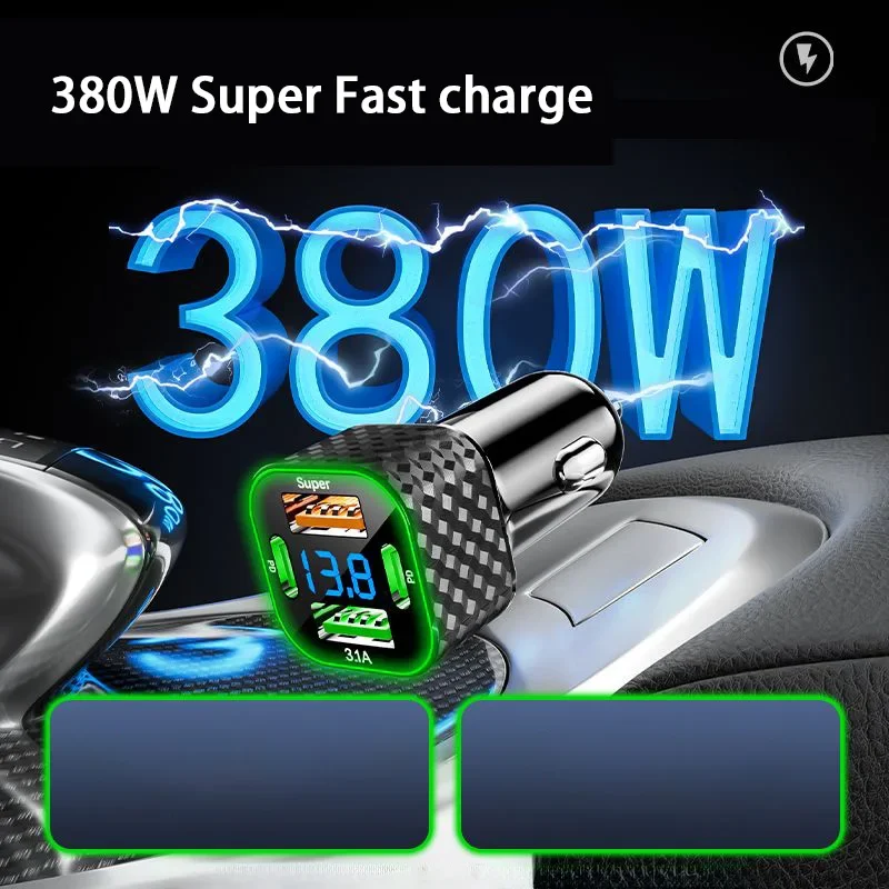 شاحن هاتف السيارة Xiaomi 380W USB C Dual PD 4 في 1 مع محول شحن فائق السرعة لهاتف iPhone Oppo Vivo Samsung #2