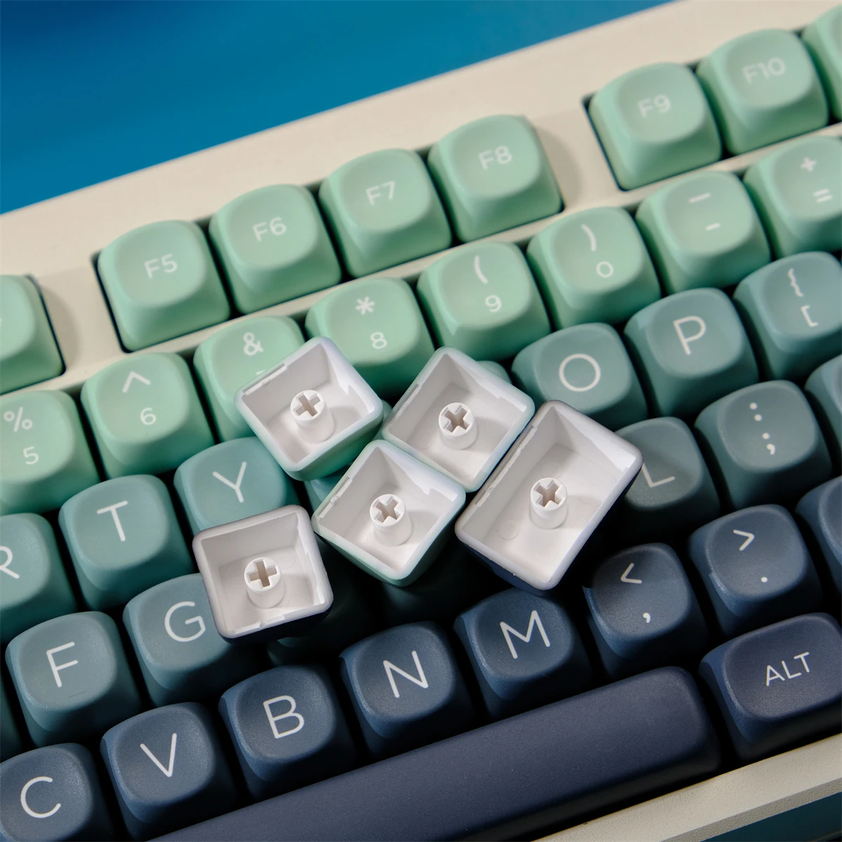 Imagem -06 - Botânico Jardim Gradiente Cor Keycaps Dye Sublimation Perfil Moa Pbt Keycaps para Switches mx Teclado Mecânico 126 Chaves