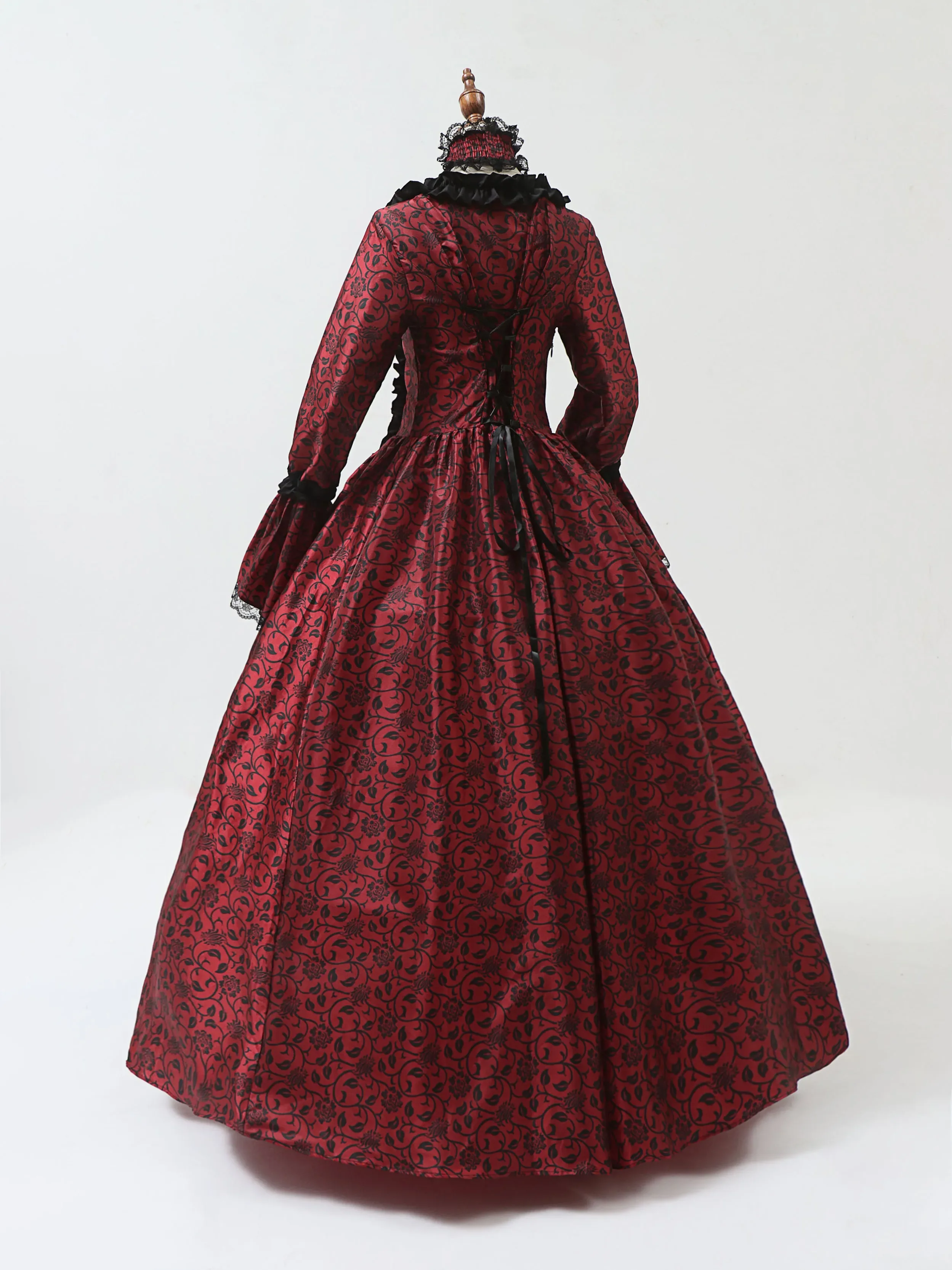 فستان ماري أنطوانيت التأثيري من القرون الوسطى بأكمام مضيئة للحفلات الفيكتورية فستان رسمي من عصر النهضة القوطية مزين بالزهور #2