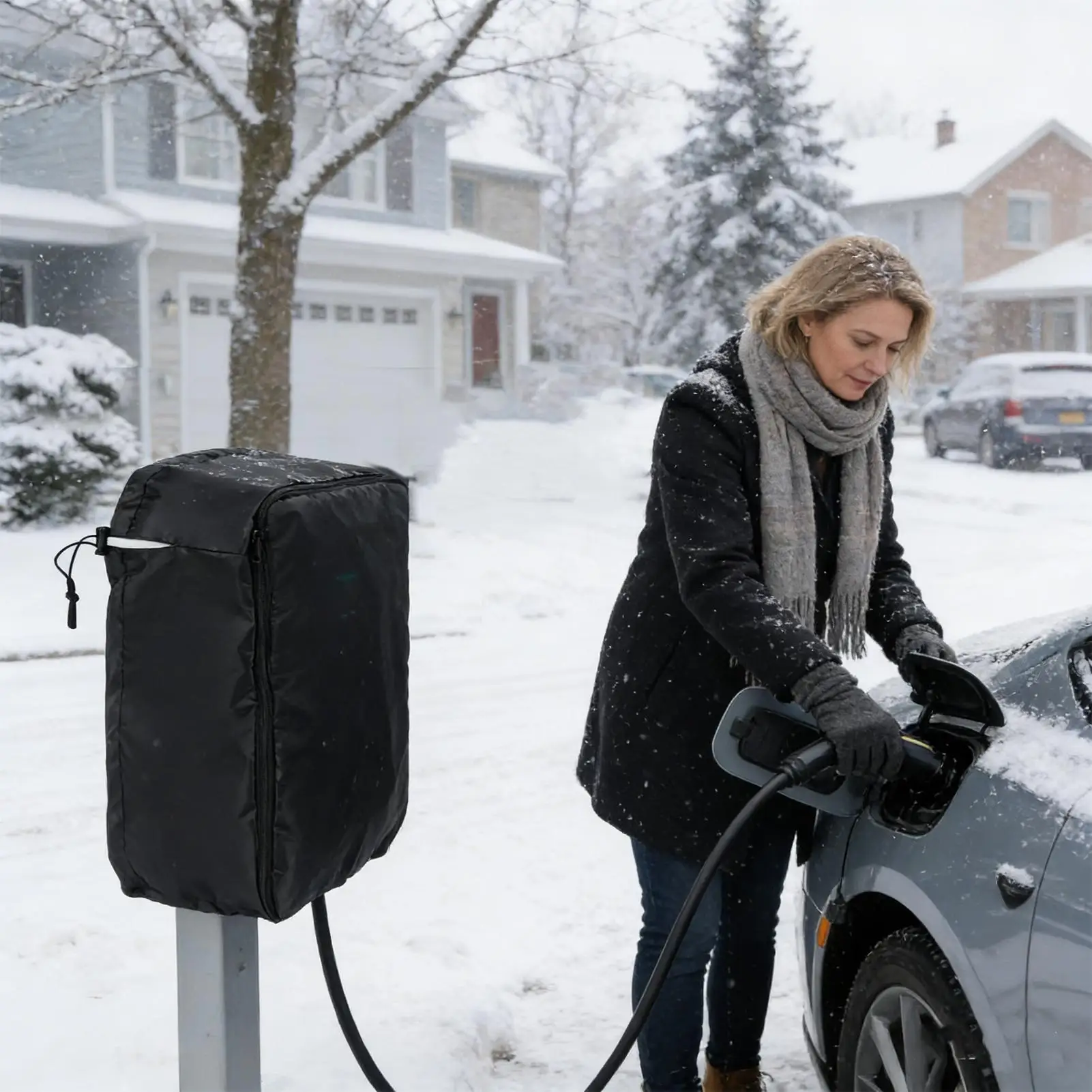 

Крышка зарядного устройства для электромобилей с застежкой-молнией Защитный чехол для станции зарядки электромобиля Настенный непромокаемый чехол для зарядного ворса