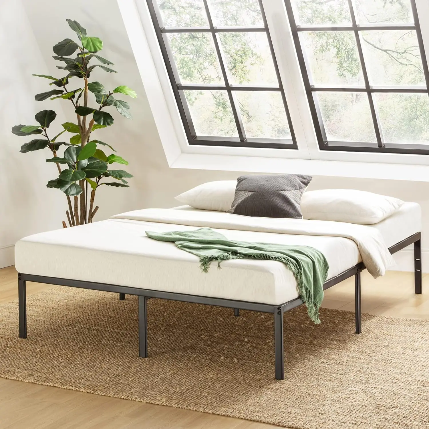 

14 H Simply Sturdy Metal Platform Bed, Black-Full