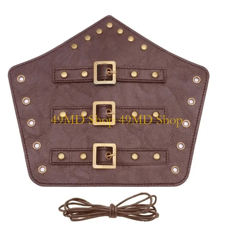 

49MD 2pack Handmade Leather Wrist Bracers Durability PU Leather Steampunk Arm Cuffs