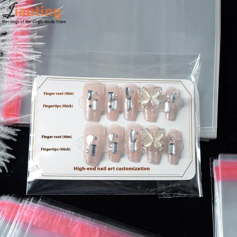 Cartes en carton à pression sur le fond des ongles, sac d'emballage carré pour affichage de Nail Art, accessoires Photo, carte de faux ongles, outils de manucure