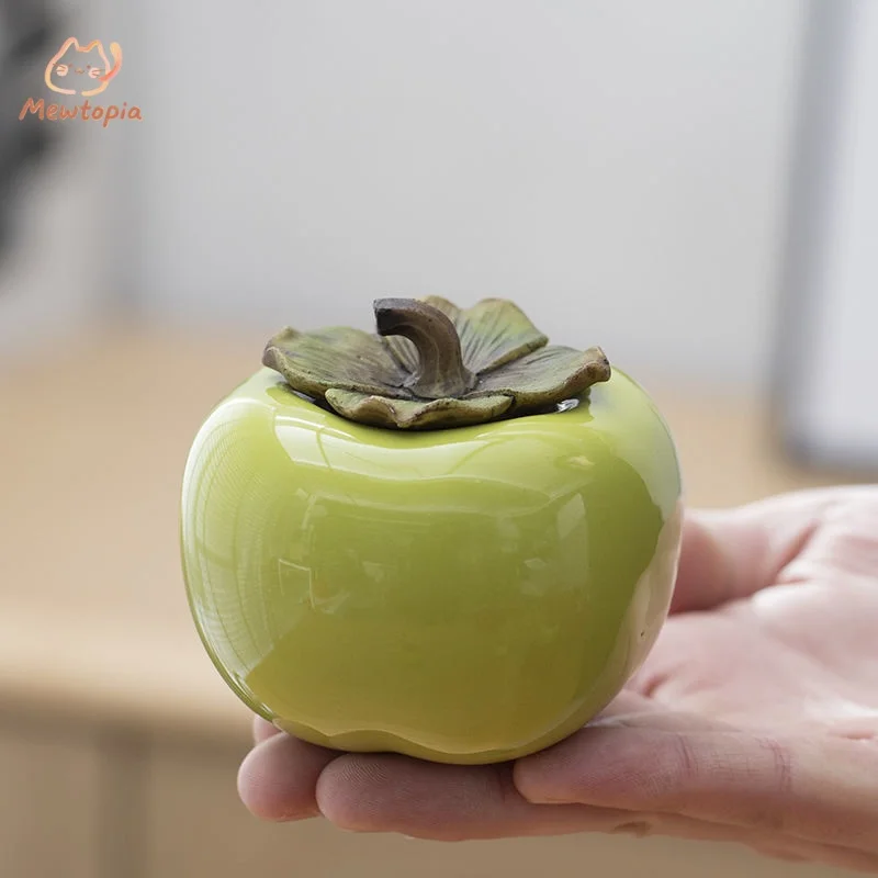 

Kiwi Persimmon Small Pet Urn Ceramic Pet Funeral Memorial Ashes Accommodation Jar Cat Dog Small Animal Coffin