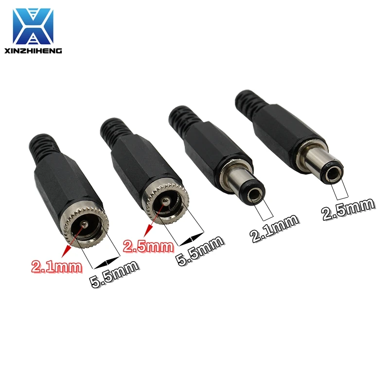 10pcs DC005 5.5*2.1mm DC Power Jack Plug 5.5*2.5mm Male/Female Socket Panel Mount Adapter Connectors 5.5x2.1mm / 5.5x2.5mm view 2