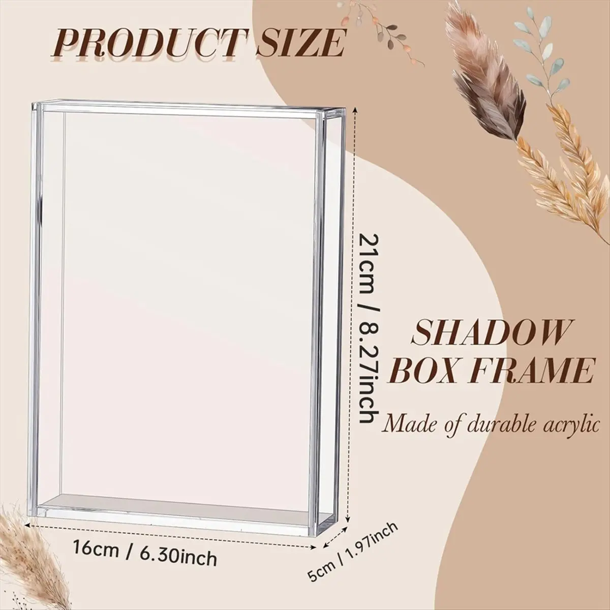 N14R Top 2 Pcs Acrylic Shadow Boxes Display Cases, Shadow Box DIY Frame Clear Acrylic Display Cases Wedding Memory Dried Flower