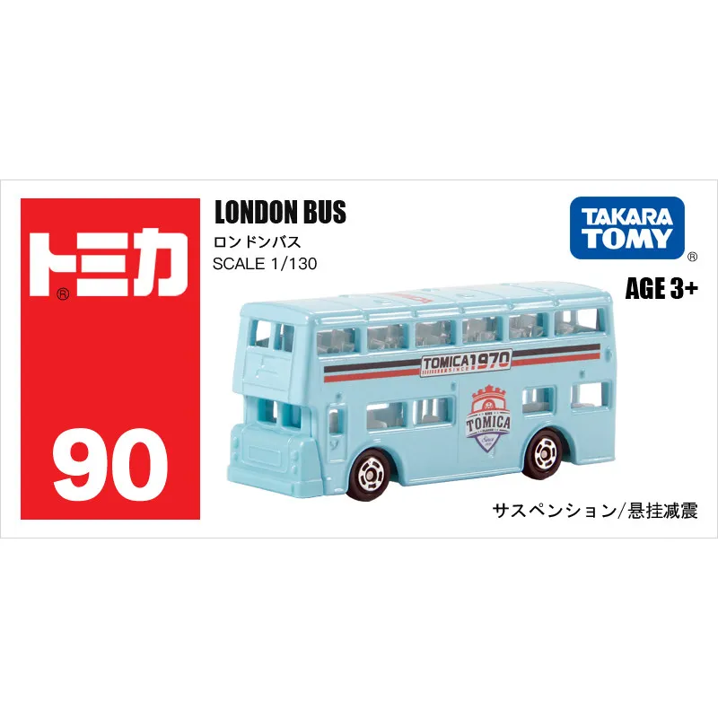 Original TAKARA TOMY Tomica Asia Limited No.90 London Bus Sky Blue 1/130 Diecast Alloy Double Decker Model Collectible Gifts for