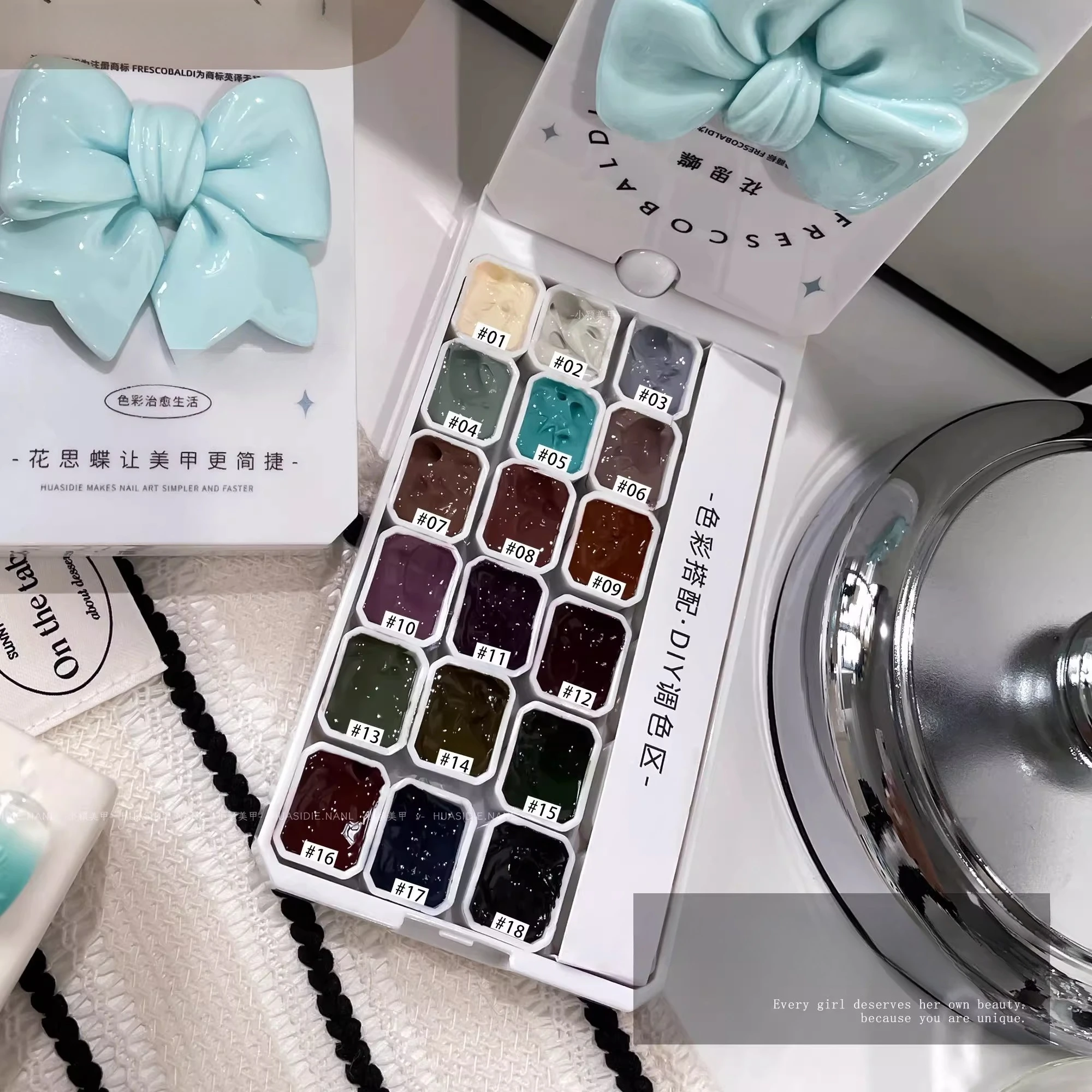 18 Kolorów Puderowy Kremowy Żel do Gradientu Paznokci, Żel do Malowania Gradientu, Żel do Samodzielnego Projektowania Gradientu, Używany do Stemplowania Gradientowych Wzorów na Paznokciach