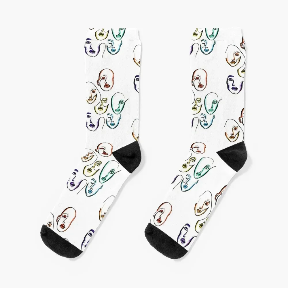 

Rainbow Faces Socks set christmas stocking Run heated Men Socks Women's