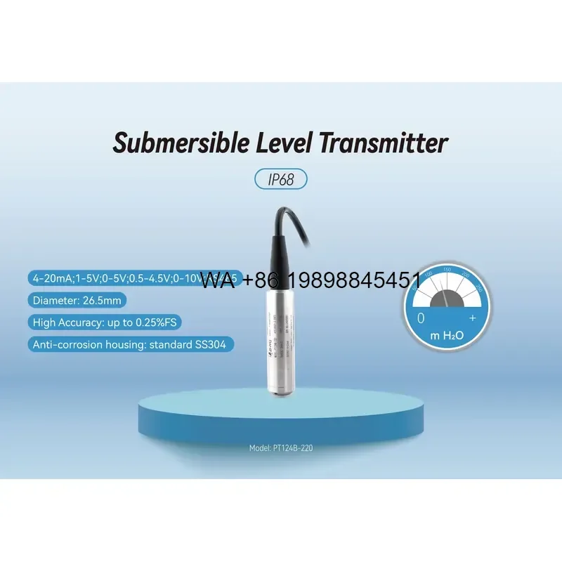 Wmwmnu IP68 Submersible Water Level Sensor Probe 10m Vented Cable Attached 0.5%FS Accuracy 24V DC Power Supply for Industrial