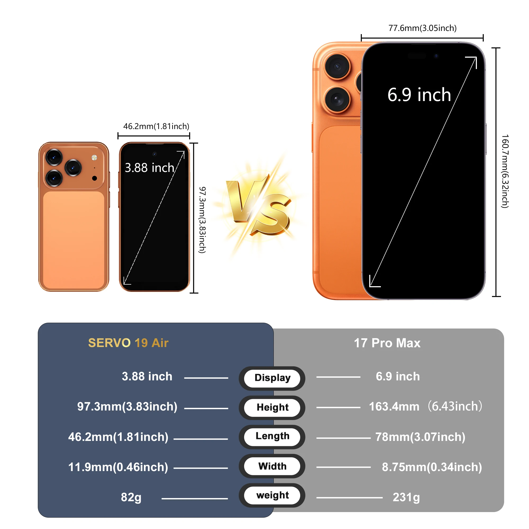 SERVO 19 Air 4G LTE هاتف ذكي صغير نظام أندرويد 12.0 6GB + 128GB Play Store Face Unlock GPS Dual SIM 3.88 "هواتف ذكية صغيرة