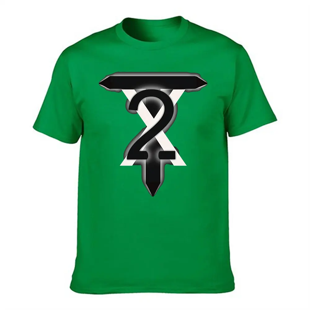 Men's Cotton Short Sleeve T-Shirt with Stylized 2 Graphic Print, Casual Streetwear Top for Daily Wear