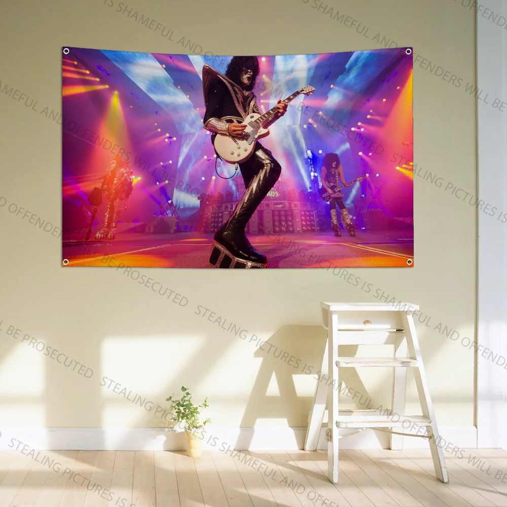 Band R-Retro K-KISS Rock Flag Large Size Shop Art Promotion Advertising Booth Flag Hanging Banners