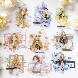 10pcs/pack PET Sticker A Bouquet Flowers Romantic Series Character Collage Handbook DIY Materials Decoration