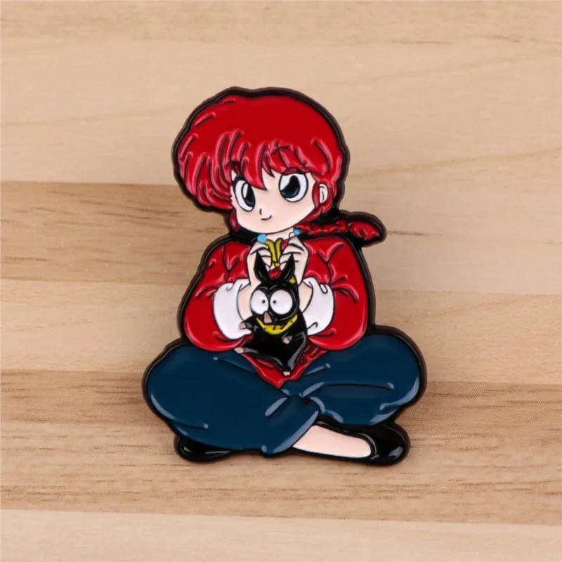 Cute Q Version Cartoon Girl Black Pig Panda Enamel Pins Anime Figure Lapel Brooch Backpack Hat Clothes Daily Outfit Decor Badges - view 2