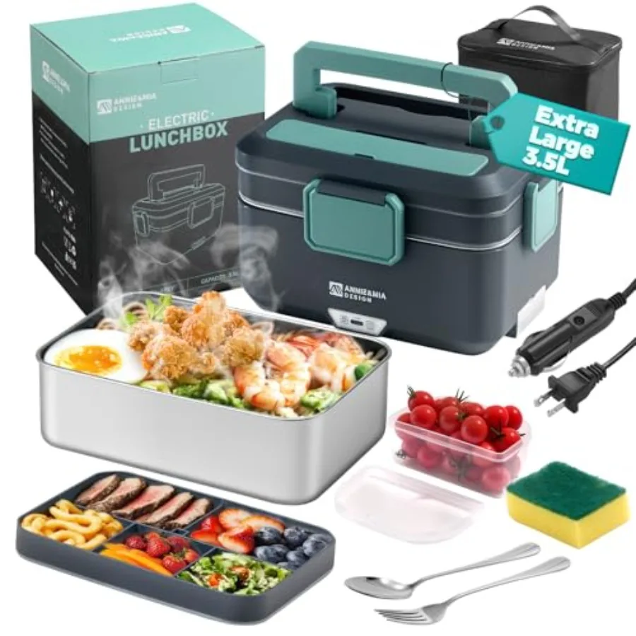 

Электрический ланч-бокс для взрослых, 100 Вт, 3,5 л, 2-слойный, портативный подогреватель еды, двойной режим, 2,5 л + 1 л, для дома/автомобиля/офиса