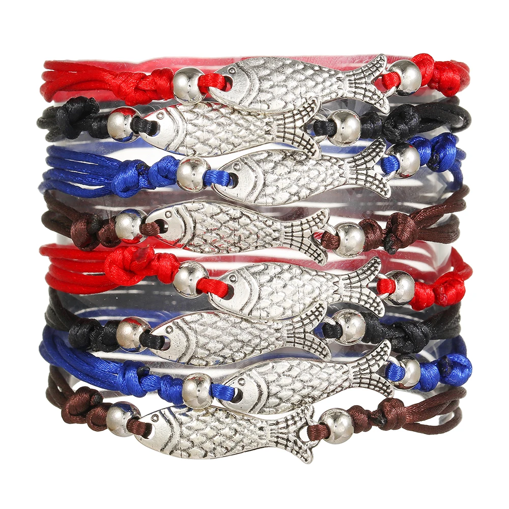

8Pcs Fashion Retro Small Design Adjustable Metal Fish Bracelet Simple All Kinds of Folding Wear Friendship Couple Hand Jewelry