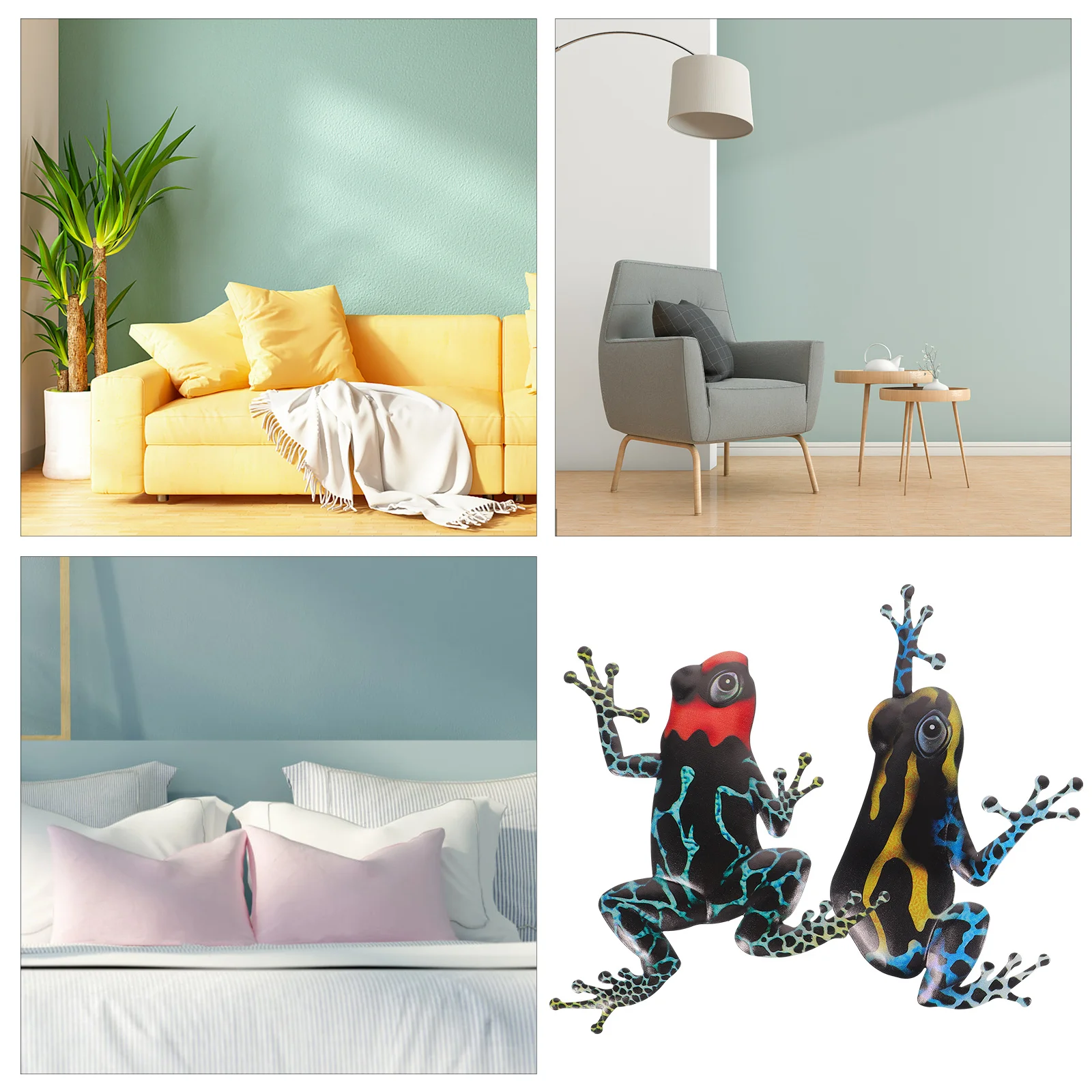 

2Pcs Lifelike Iron Frogs Wall Decor Creative Home Bar Restaurant Hanging Adornment Bright Colors Spring Feel