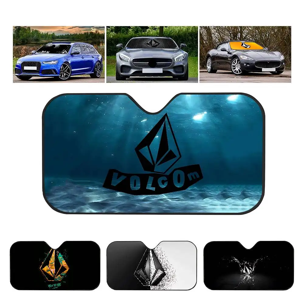 V-Volcoms شعار مظلة السيارات درع الزجاج الأمامي نافذة الشمس مانع غطاء الحماية الداخلية لشاحنة SUV قناع العالمي
