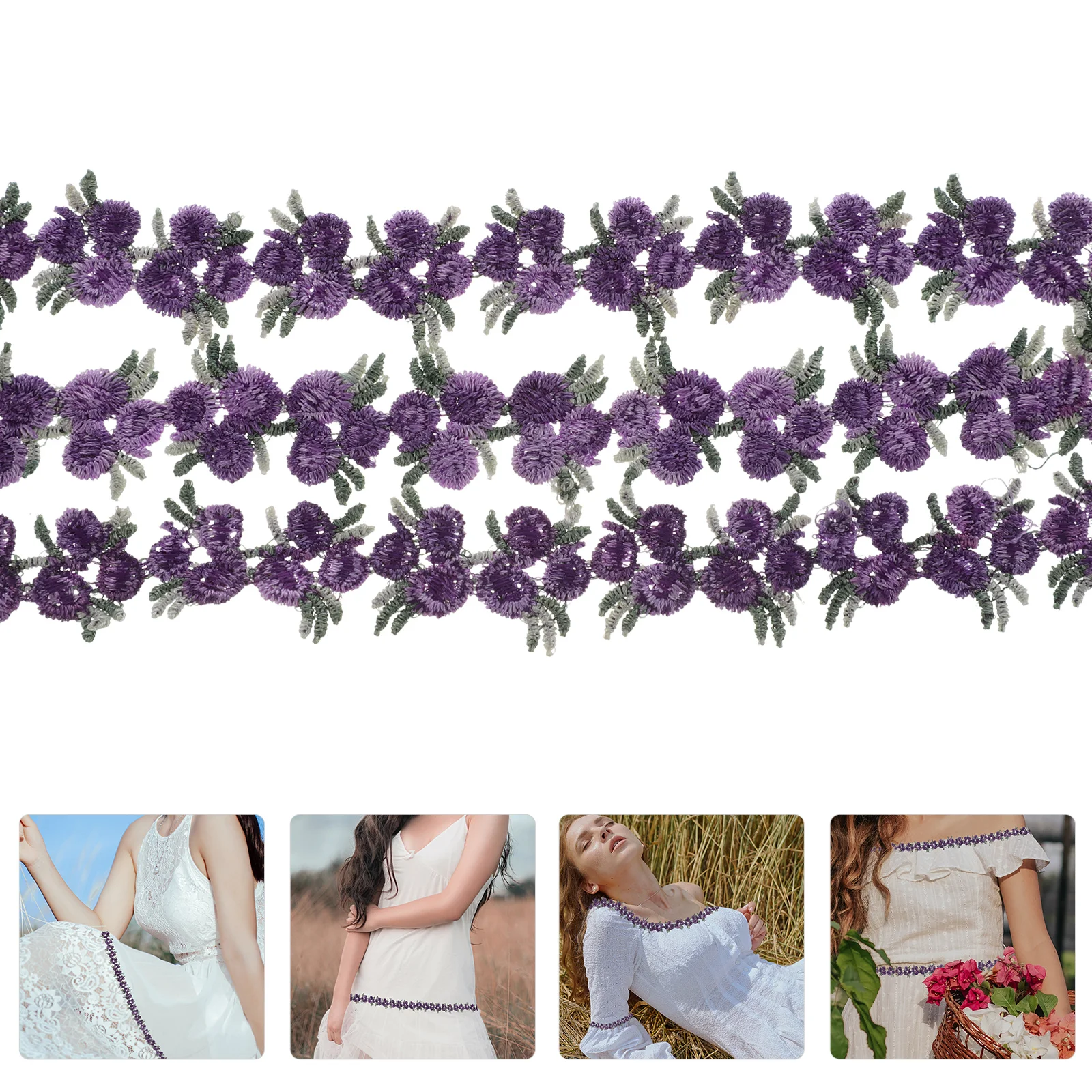 

45m Embroidered Lace Trim Elegant White Ribbon for Crafts Decorative Packing DIY Polyester Wedding Party Fabric Ribbon