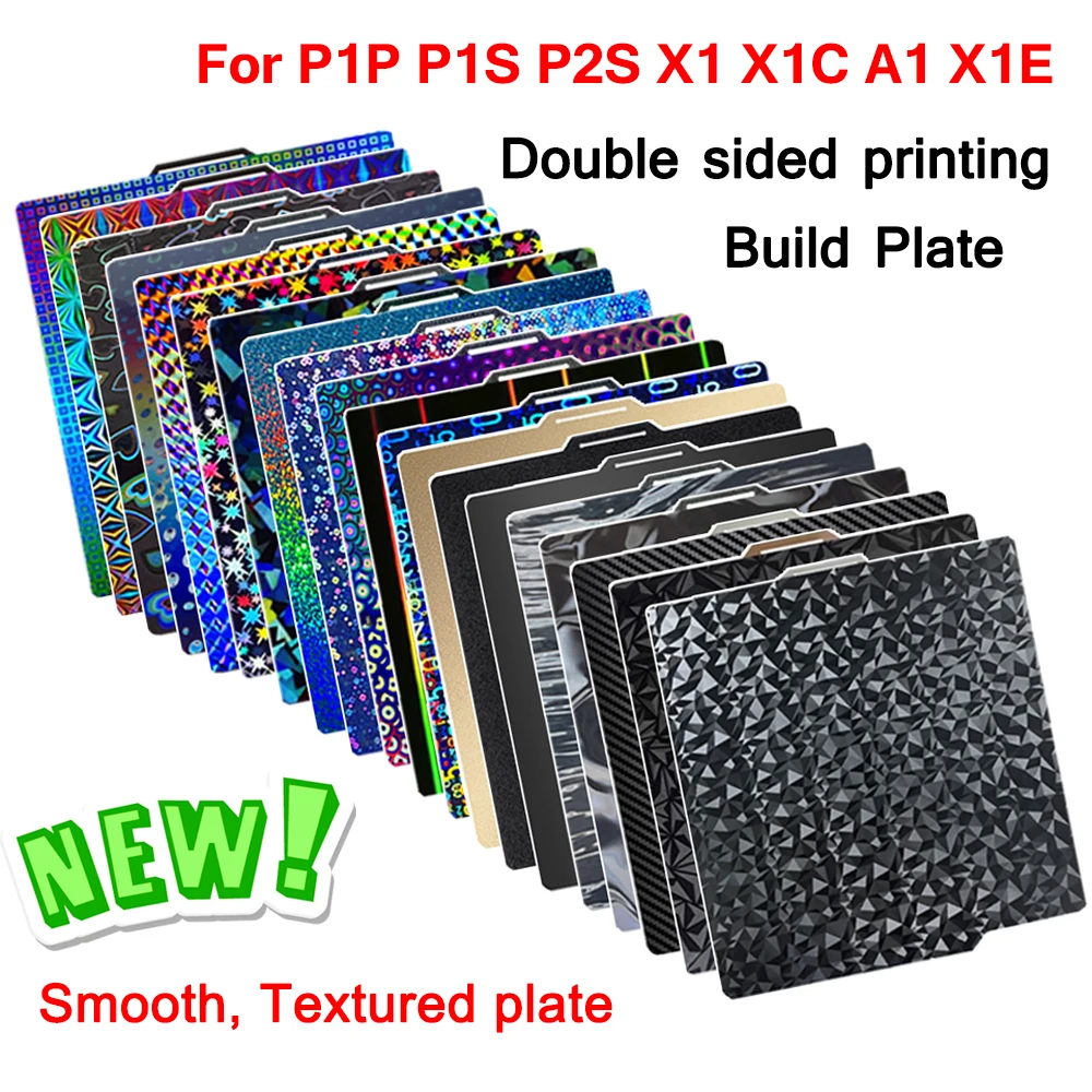

For Bambu Lab X1 P1P P1S P2S A1 X1C PEI Plate Smooth Spring Steel Sheet Double Sided Build Plate for Bambulab P1S A1 PEI Sheet
