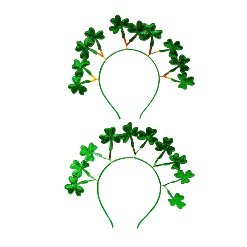 2pcs Adult Patricks Day Headband Shinning Glitter Powder Irish Party Festival Hair Hoop for Teens Headpiece