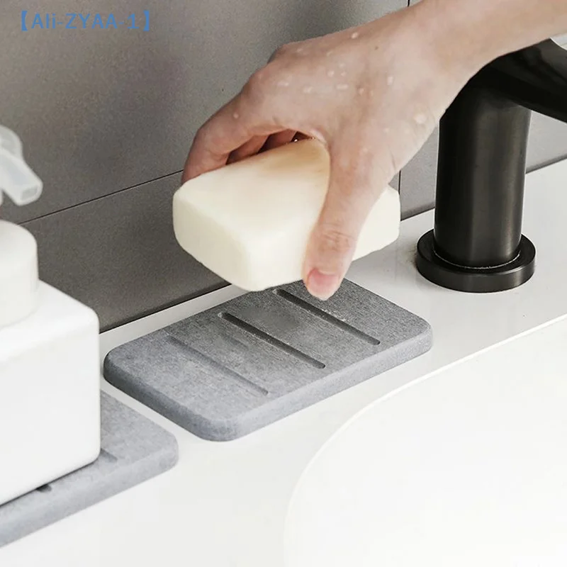 【ZYAA-1】Kieselalgen-Schlamm-Seifenschale, schnell trocknendes Pad, Badezimmer-Arbeitsplatte, Seife, Toilettenartikel, saugfähige Matte, rechteckiger Seifenhalter, Zubehör