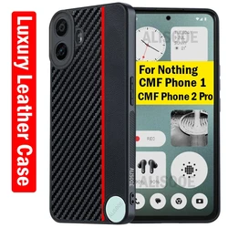 Shockproof Funda for Nothing CMF Phone 1 2 Pro Case Luxury Fiber Texture PU-Leather Protection Capa for Nothing CMF Phone1 Cover