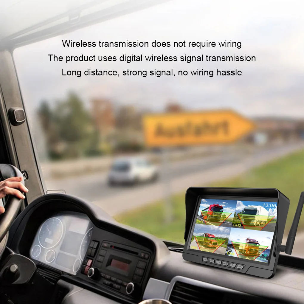 

AHD Digital Wireless 7’’ Screen DVR Record Night Vision Reverse Backup Camera 1CH-4CH WiFi Monitor For Truck/Trailer/Bus/RV