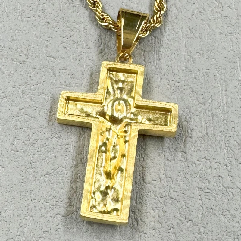 Religious Christian God Cross Crucifix Pendant Necklace for Men Women Gold color Jesus Wholesale Jewelry Gift