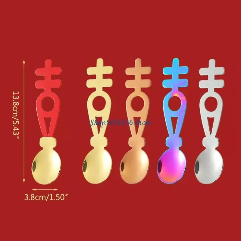 H7ED Stainless Steel Chinese Wedding Spoons Coffee Spoon Dessert Spoon Wedding Theme Spoons Perfect Gifts for Wedding Couples