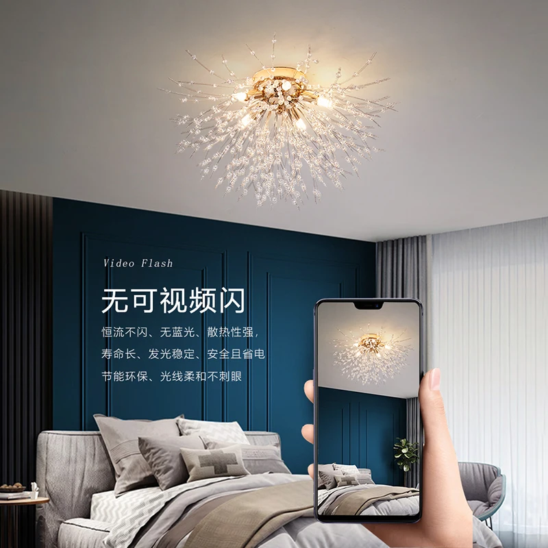 Nordic Modern Living Room Dandelion Crystal Ceiling Light Dining Room Bedroom Pendant Light Room Light Fireball Decorative Light