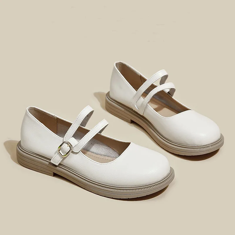 Shallow Mouth Soft Sole Small Leather Shoes for Women New Vintage Platform Mary Jane Shoe Women College Style Single Shoes Women