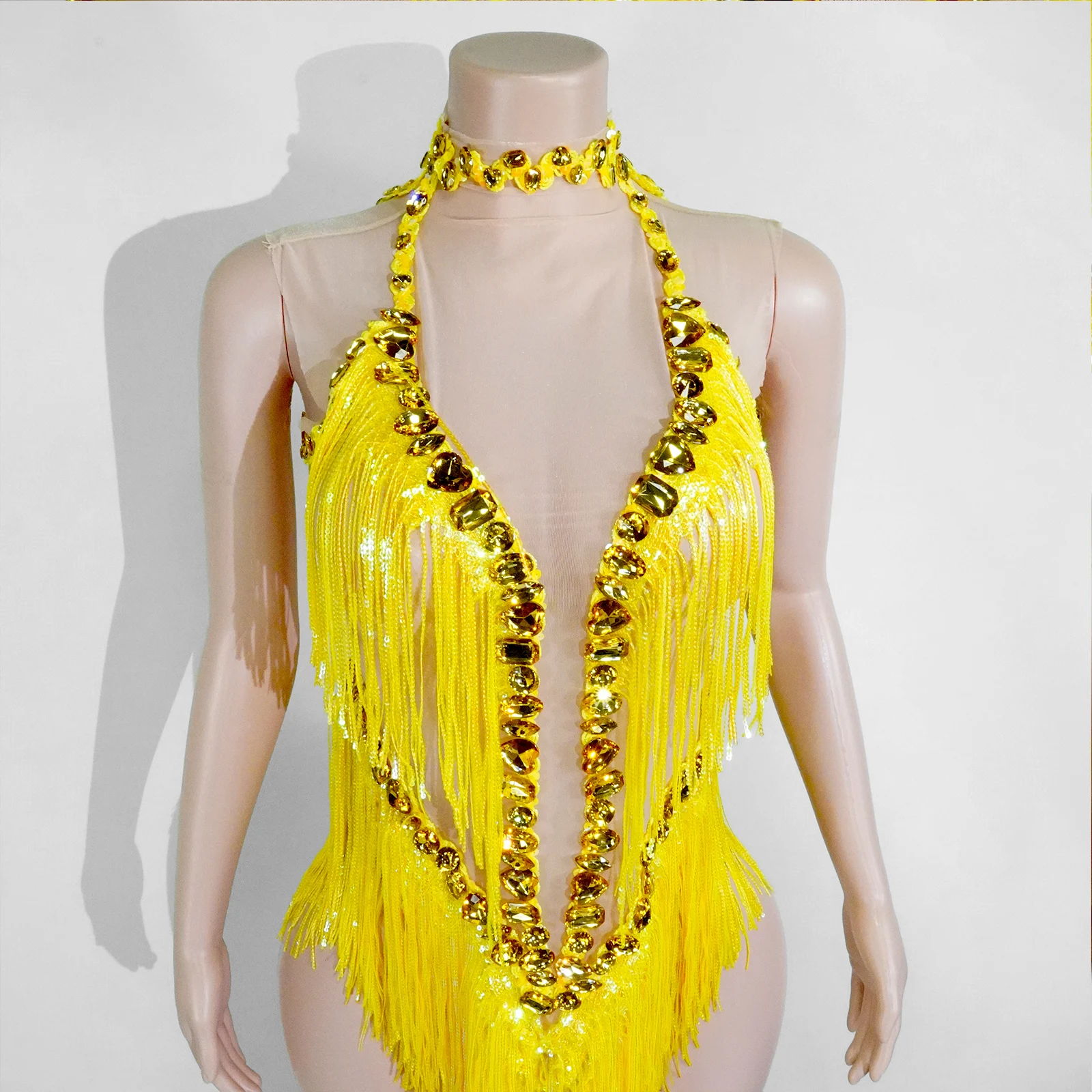 Sparkle Rhinestone Sliver Pink Fringes Sequined Latin Dance Team Skirt Dress Cabaret Performer Costume Party Stage costumes