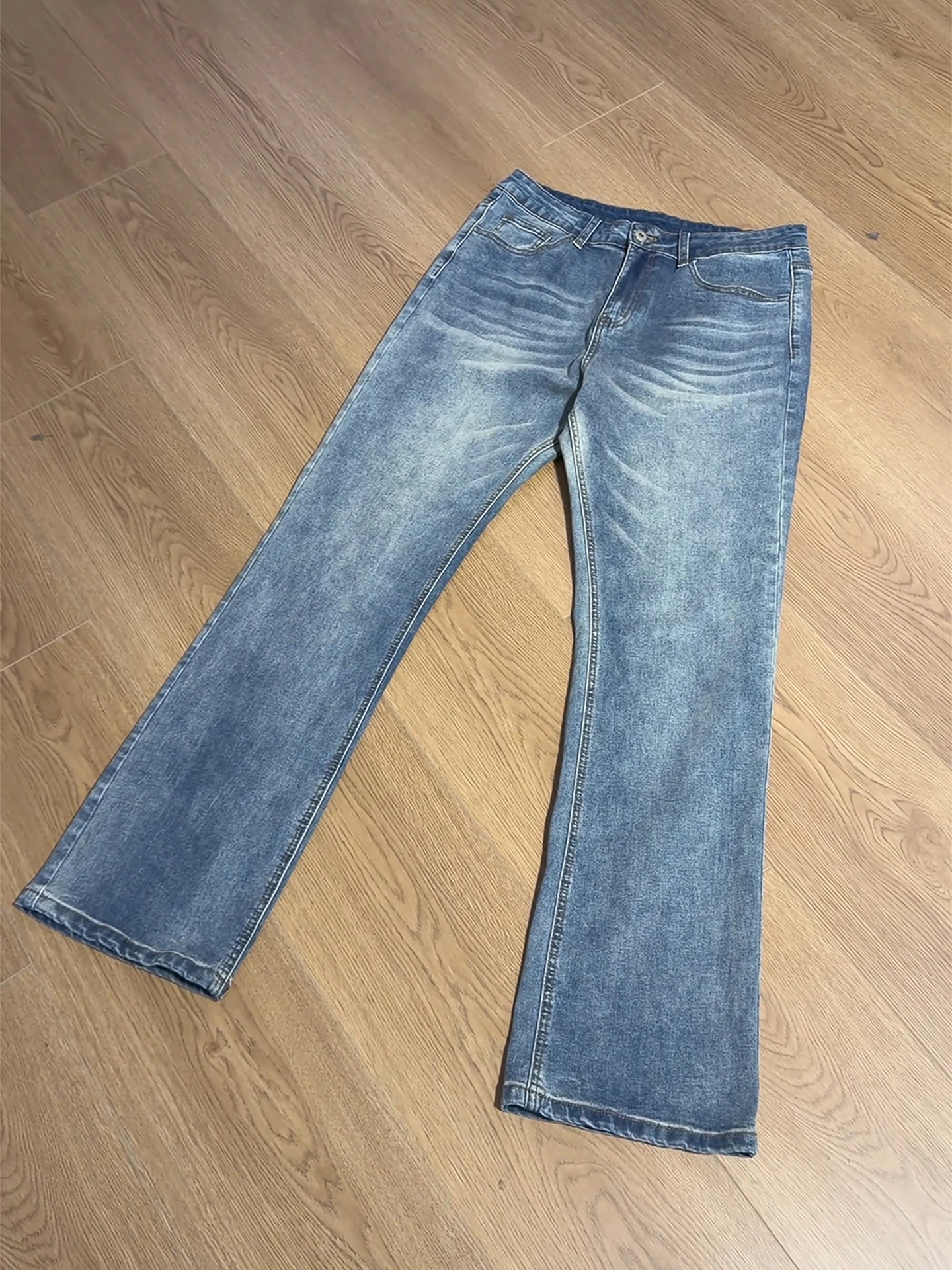 

Мужские джинсы Cleanfit Slim Fit с прямыми штанинами, средней посадкой, на молнии, с микро-клешем, на флисовой подкладке, осенне-зимние, в американском стиле