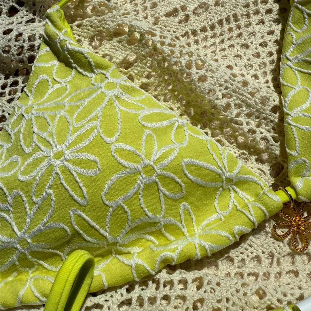 Blumenmuster, Neckholder, hoch geschnittene Beine, Bikini, Damen-Badebekleidung, zweiteiliger Bikini-Set, Badeanzug, Badebekleidung, Schwimmbekleidung V7127 – Detail 15