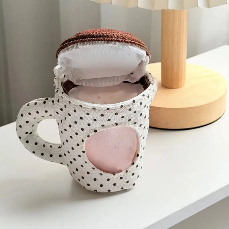 Spill-Proof Coffee Cup Pendant Creative Polka Dot Design Funny Bag Charm for Keychain Purse Decor Gift - view 5