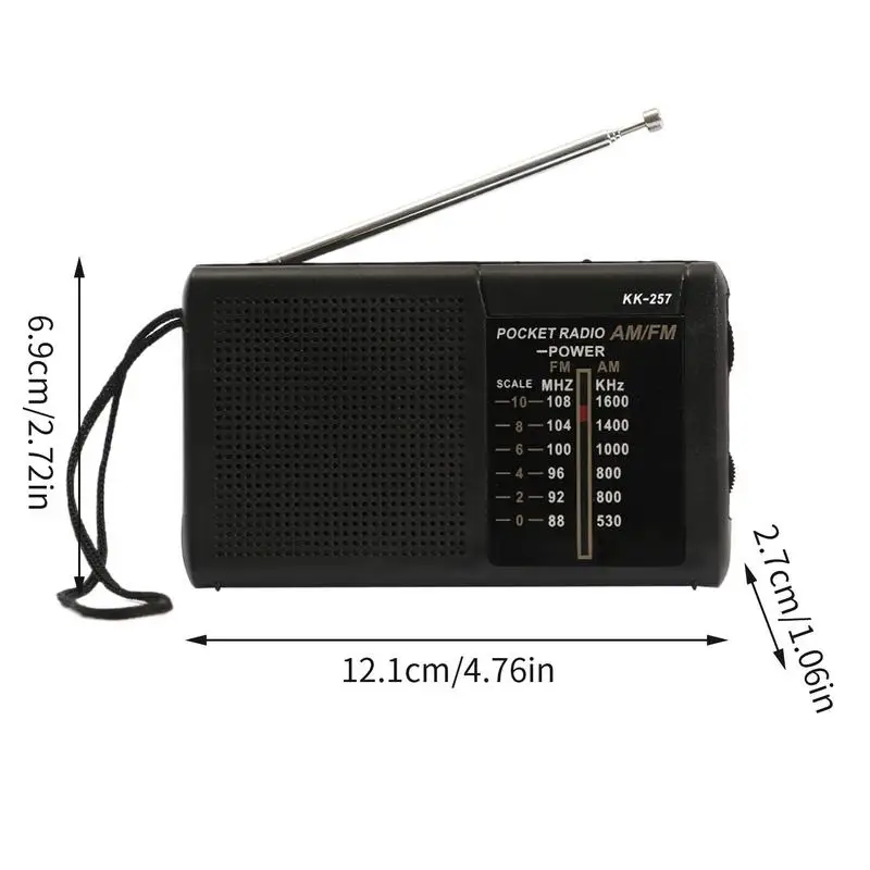 Radios portables Am Fm Transistor Radio électronique compacte alimentée par batterie avec basse stéréo pour cuisine Camping Garage voiture
