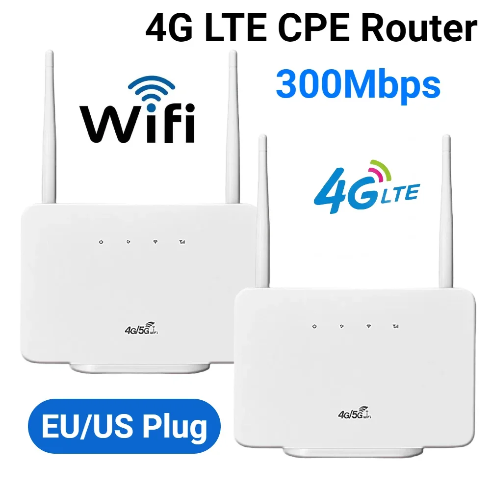 4G LTE CPE Router Modem 300Mbps 4G Router Wireless Modem External Antenna with Sim Card Slot for Home Travel Work