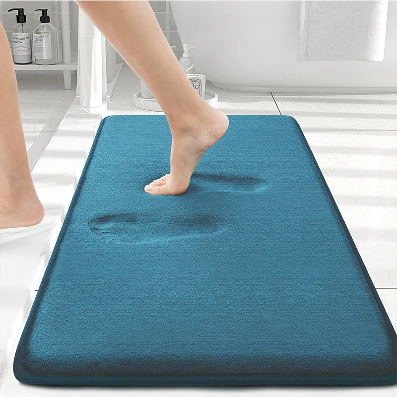 Homaxy Memory Foam Solid Color Bathroom Mat Floor Mat Indoor Non Slip Door Mat Dirt Trap Absorbs Water Comfortable Bathroom Mat