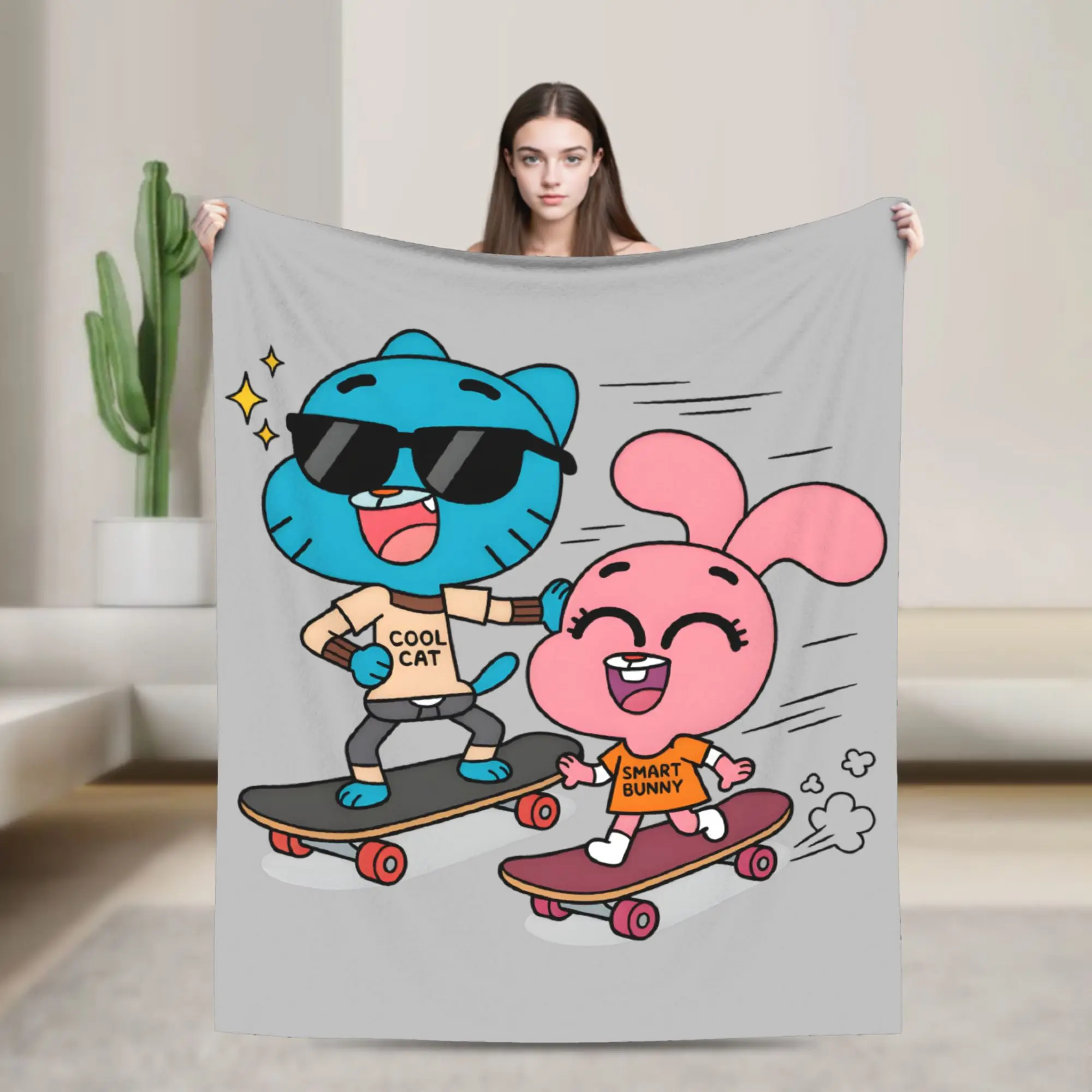 Gumballs & Anais Skateboarding  Fleece Throw Blankets Blanket for Bed Couch Super Warm Bedroom Quilt,